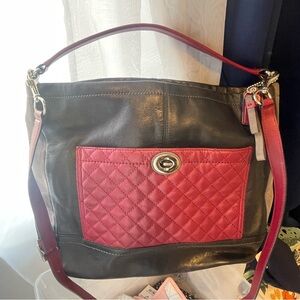 COACH Maroon/Black Leather bag